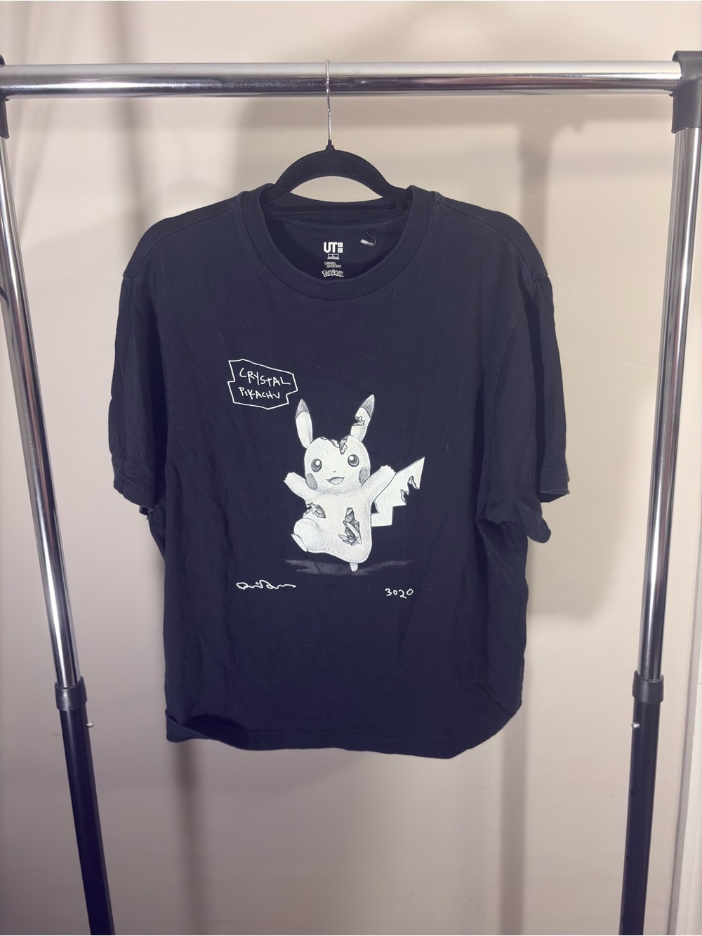Uniqlo Black Pikachu Crystal Graphic Short Sleeve Tee